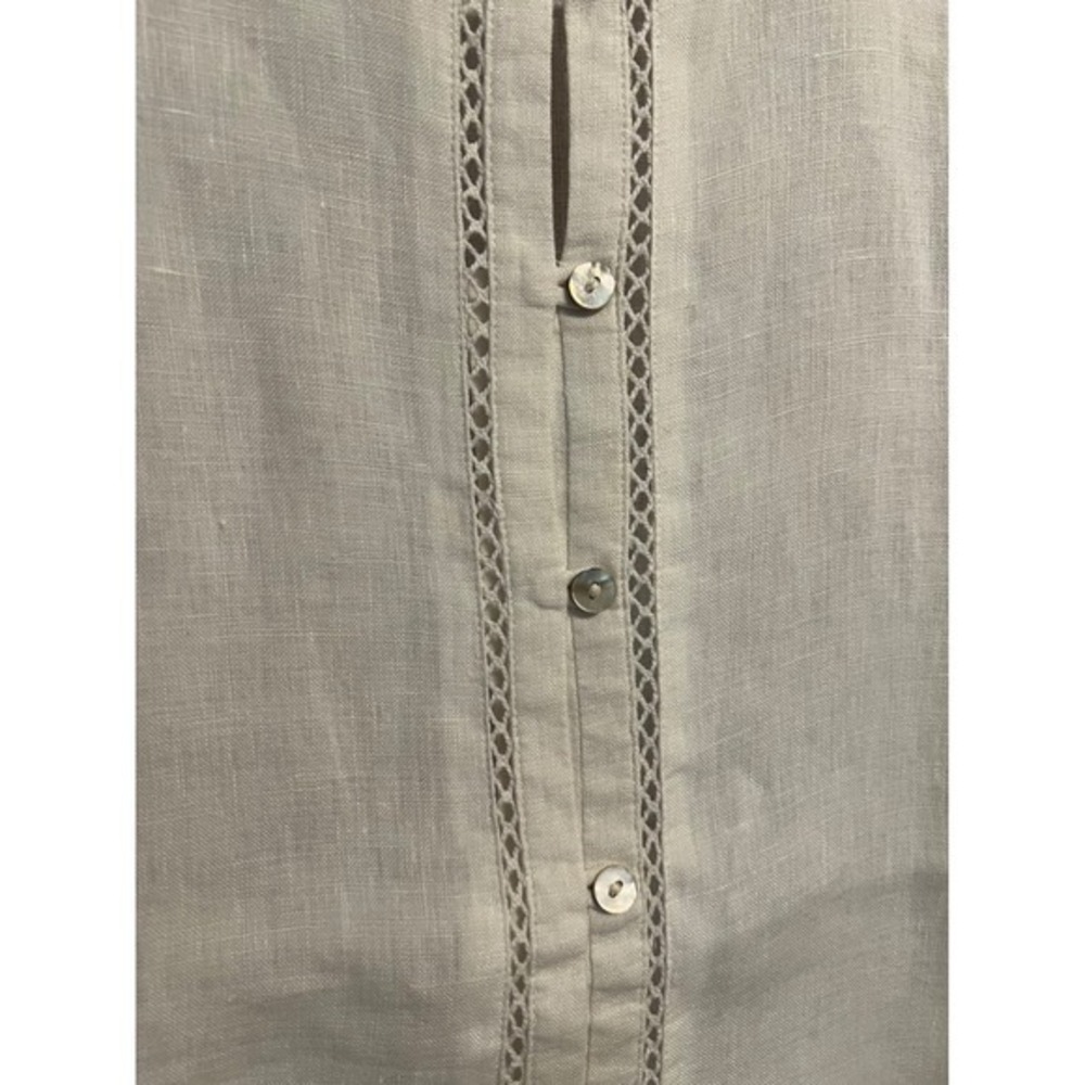 J Jill Linen Petite Top Button Front Trim Closure Eyelet Design At The Bottom - Picture 6 of 7